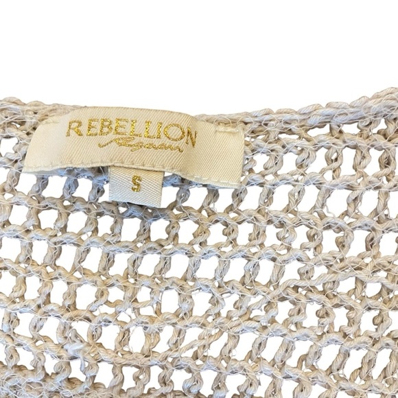 Rebellion Again Vintage Crochet Knit Boho Button-Front Cardigan Size S Cropped - Picture 6 of 15